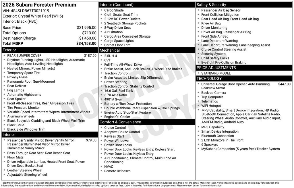 Used 2026 White Subaru Premium image 18