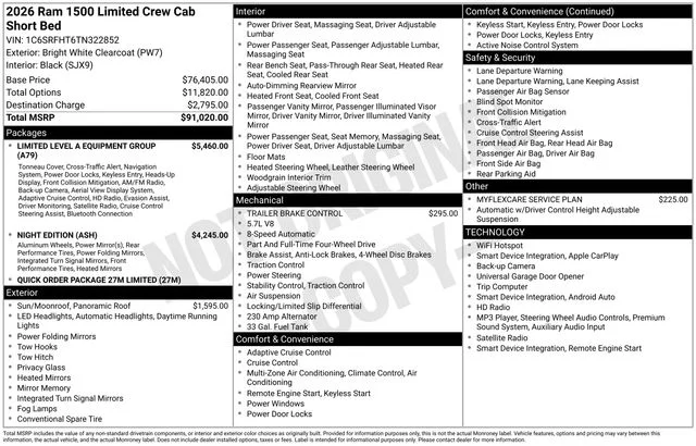 New 2026 Bright White Clearcoat RAM Limited image 2