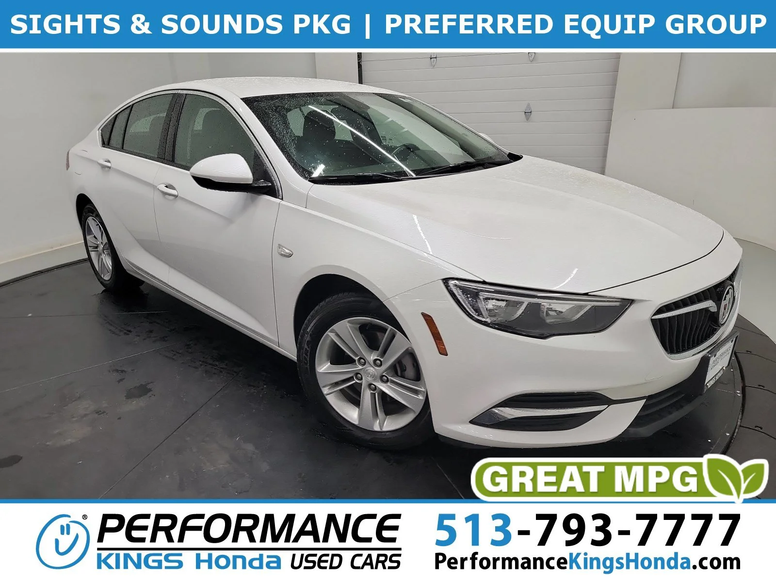 Used 2019 White Frost Tricoat Buick Preferred image 1