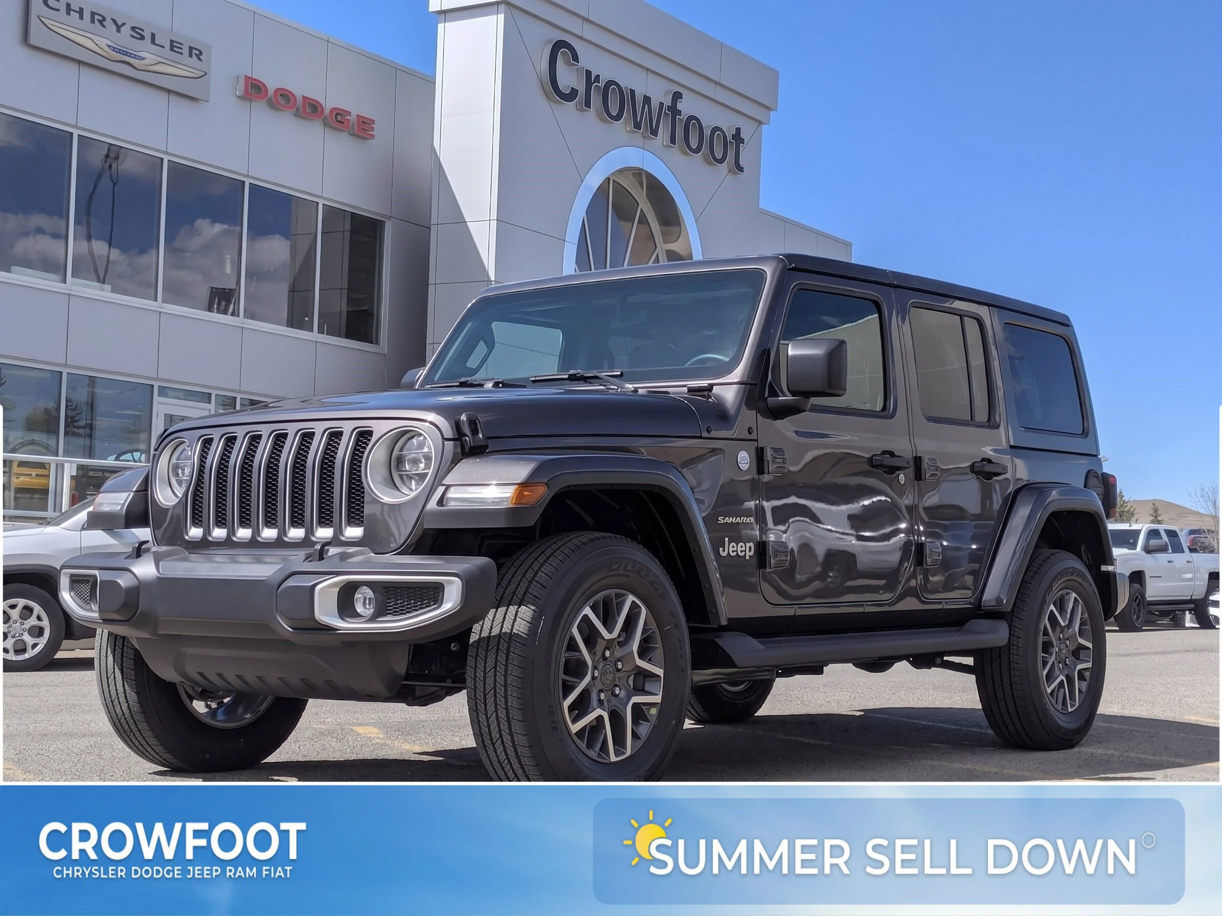 New 2026 Grey Jeep Sahara - - Body-Color Top - Side Steps - 2.0L Turbo - Remote Start & tons more! image 1