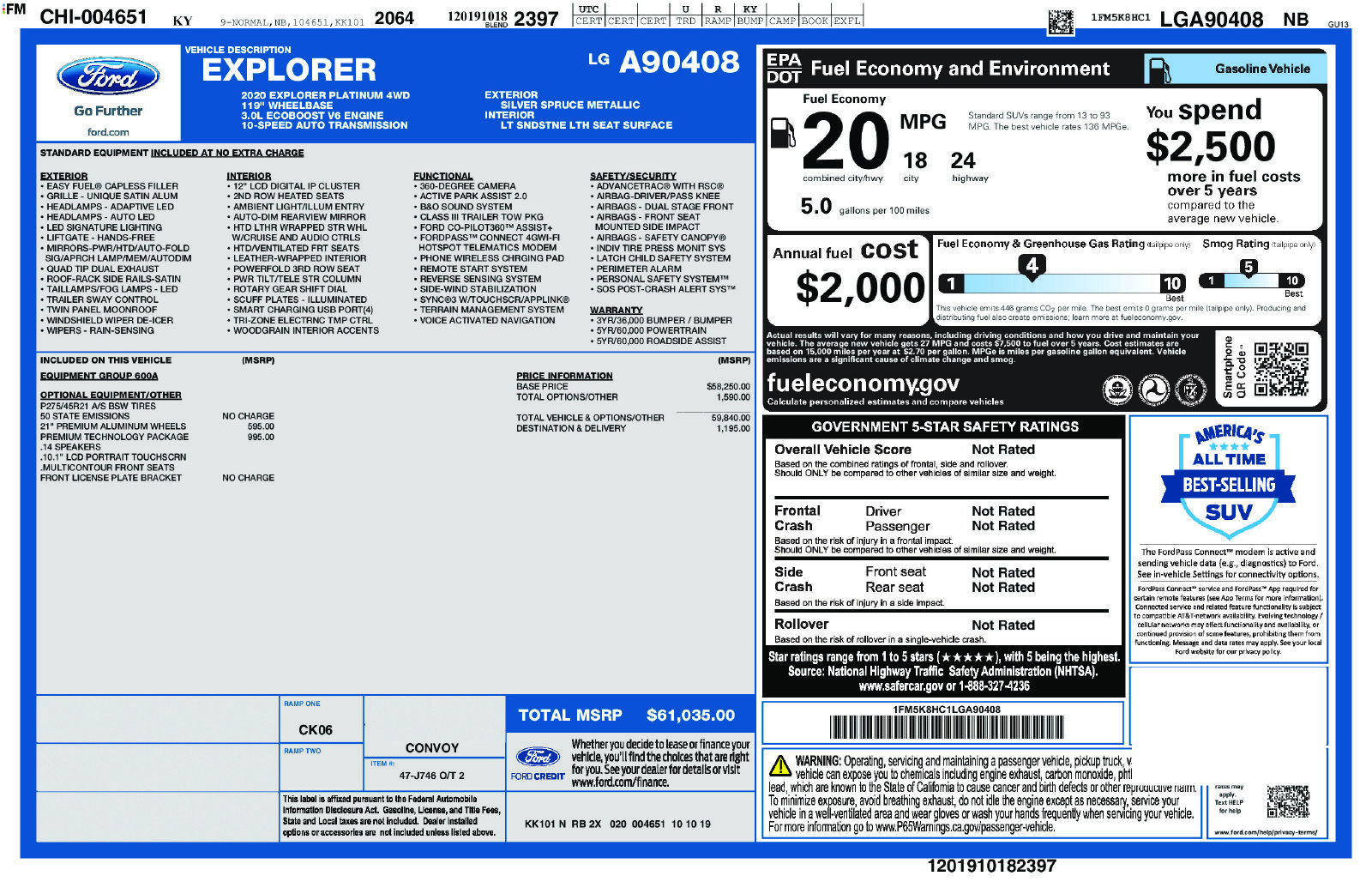 Used 2020 Silver Spruce Metallic Ford Platinum image 2