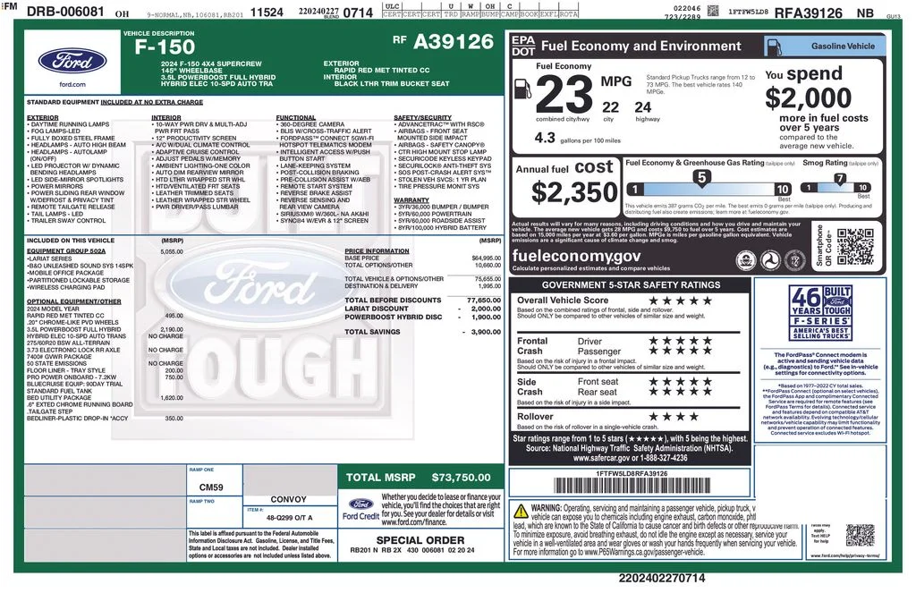 Certified Used 2024 Red Ford Lariat image 2