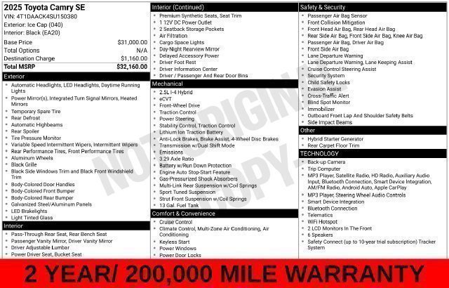 Used 2025 Ice Toyota SE image 39