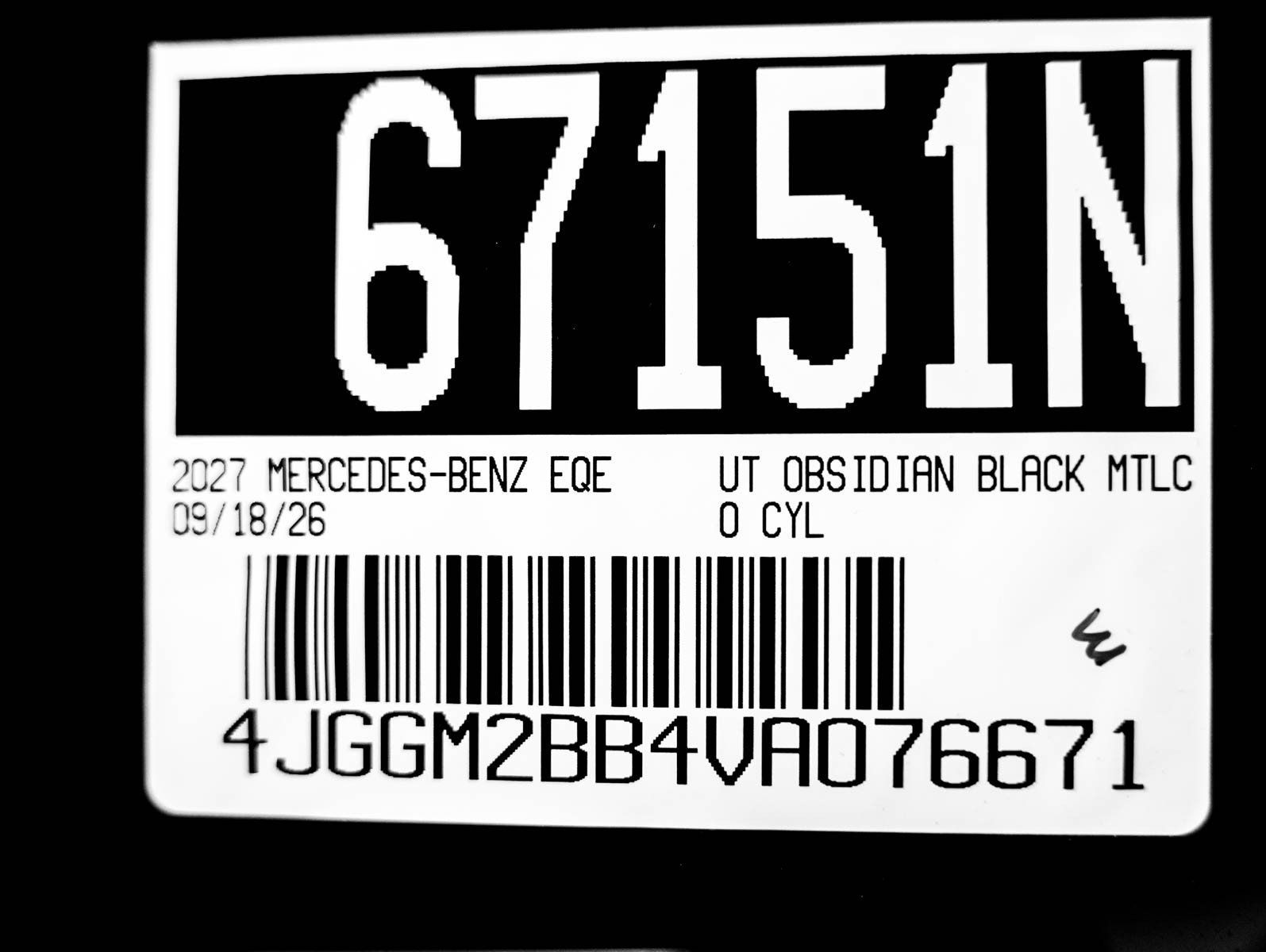 New 2027 Obsidian Black Metallic Mercedes-Benz EQE 320+ image 22