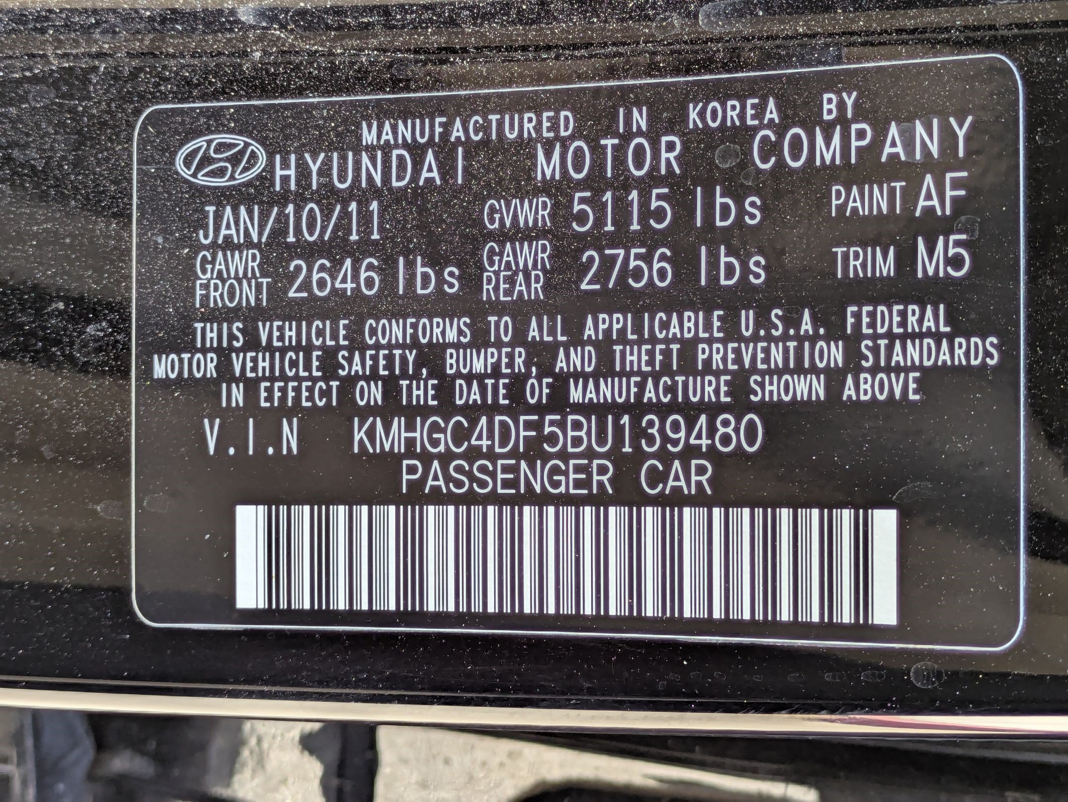 Used 2011 Black Noir Pearl Hyundai 4.6 image 35