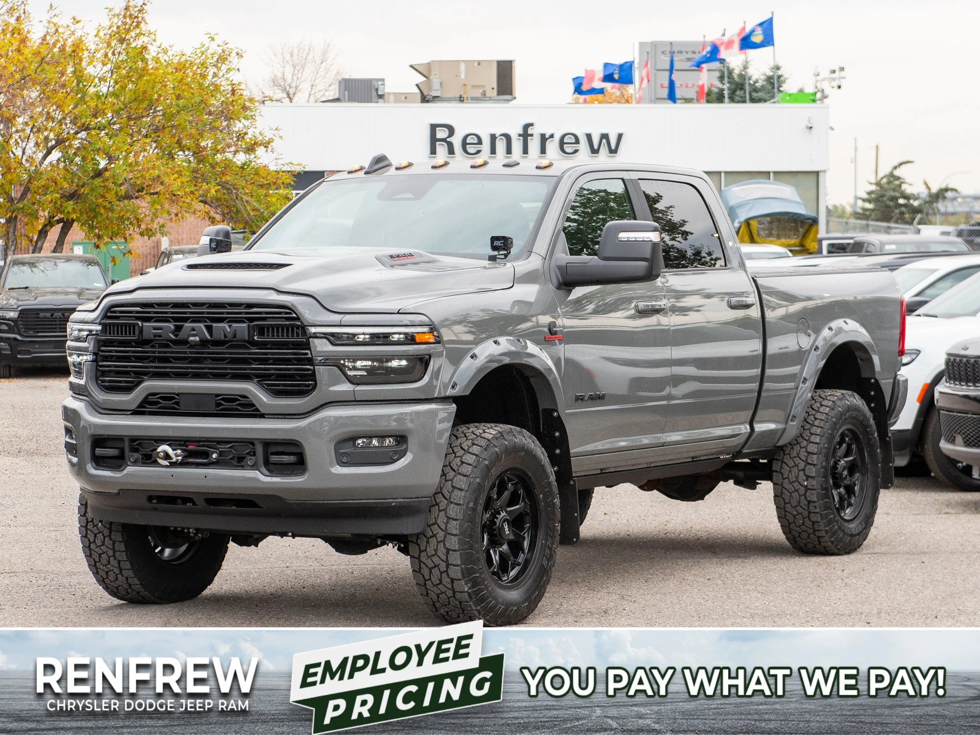 New 2026 Grey RAM Laramie Night* Crew Cab 4x4, 5 Inch Lift, 37 Inch Toyos, Winch, Pwr Running Boards image 1