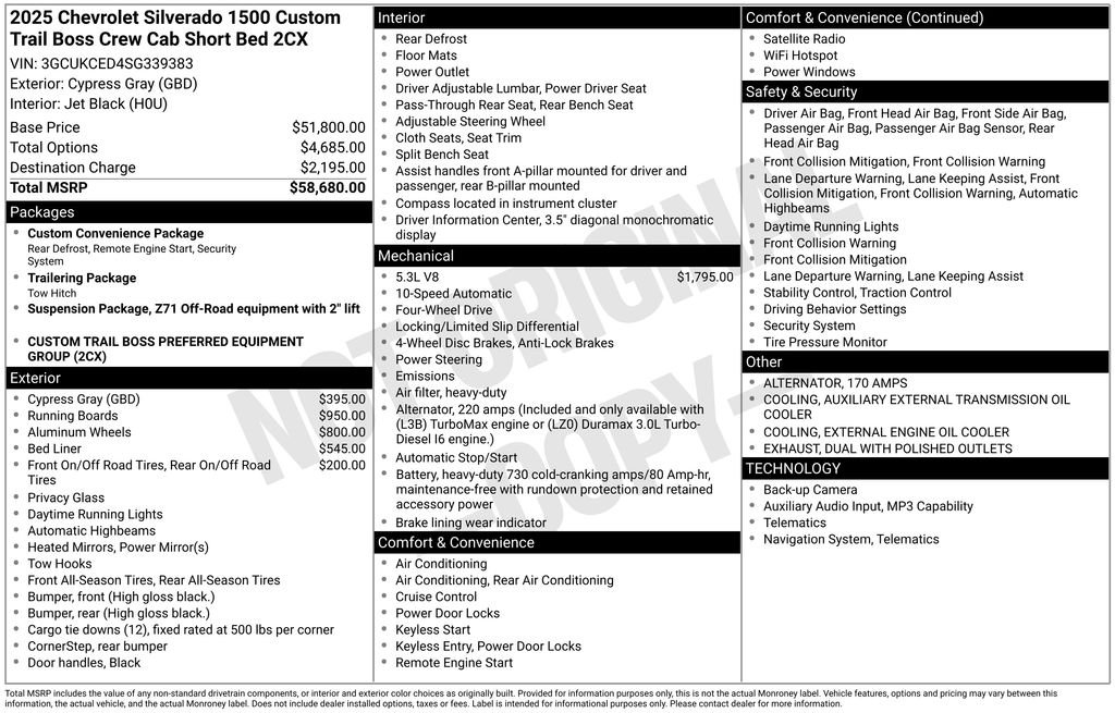 Used 2025 Gray Chevrolet Custom Trail Boss image 23