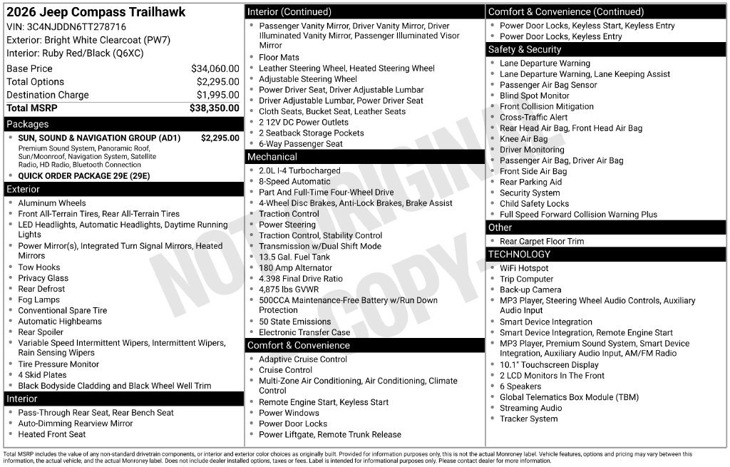 New 2026 Bright White Clear-Coat Exterior Paint Jeep Trailhawk image 6