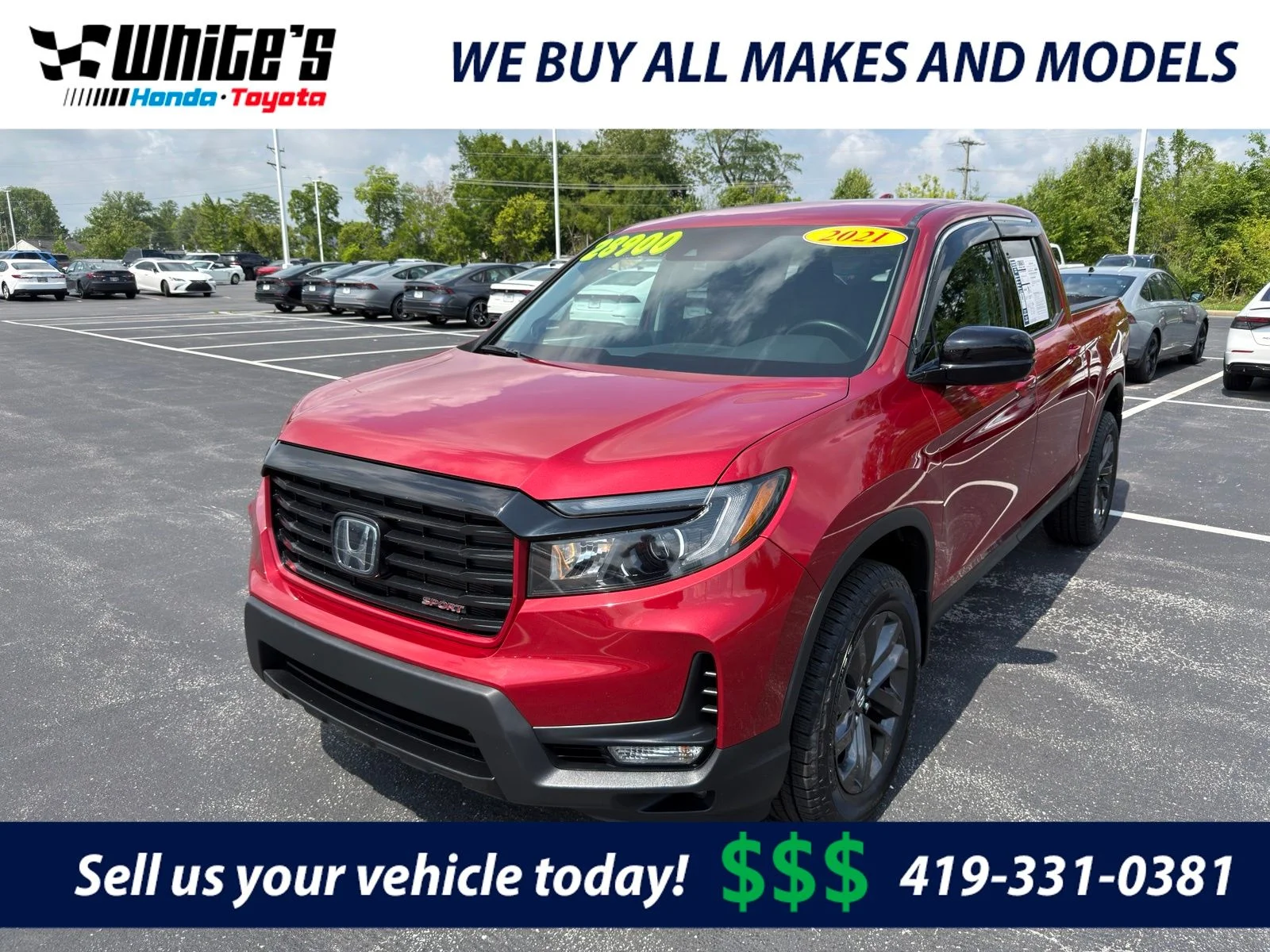 Used 2021 Radiant Red Metallic II Honda Sport image 1