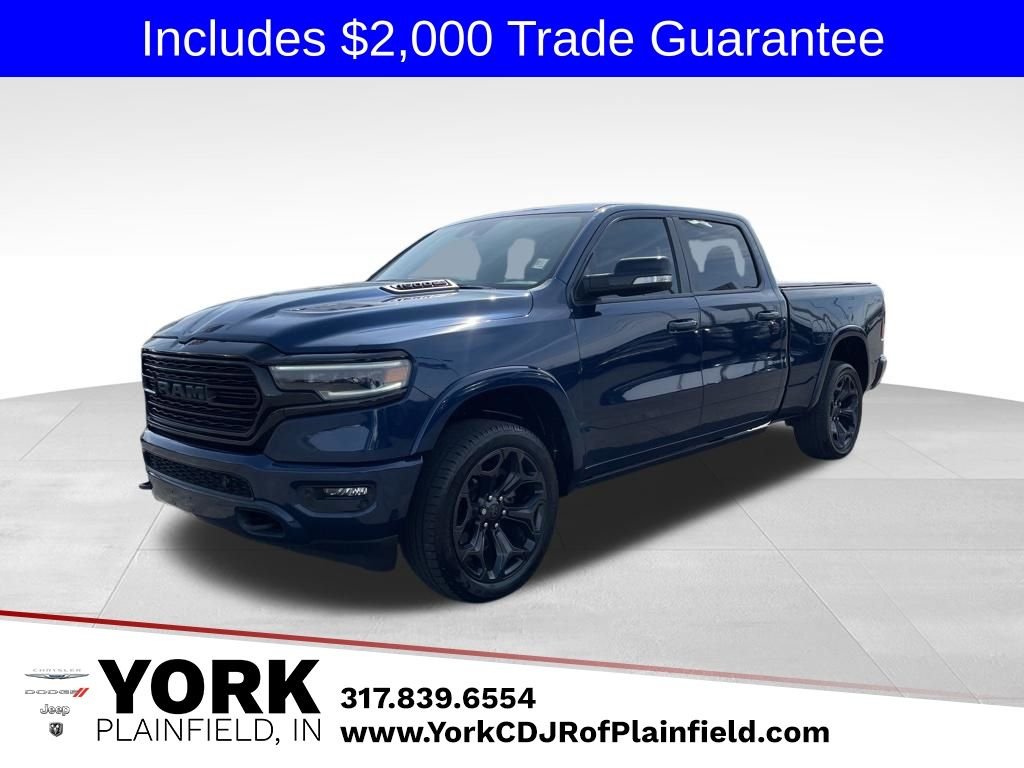 Blue 2022 RAM 1500 Limited Crew Cab 4WD Pickup Truck Four-Wheel Drive 8-Speed Automatic
