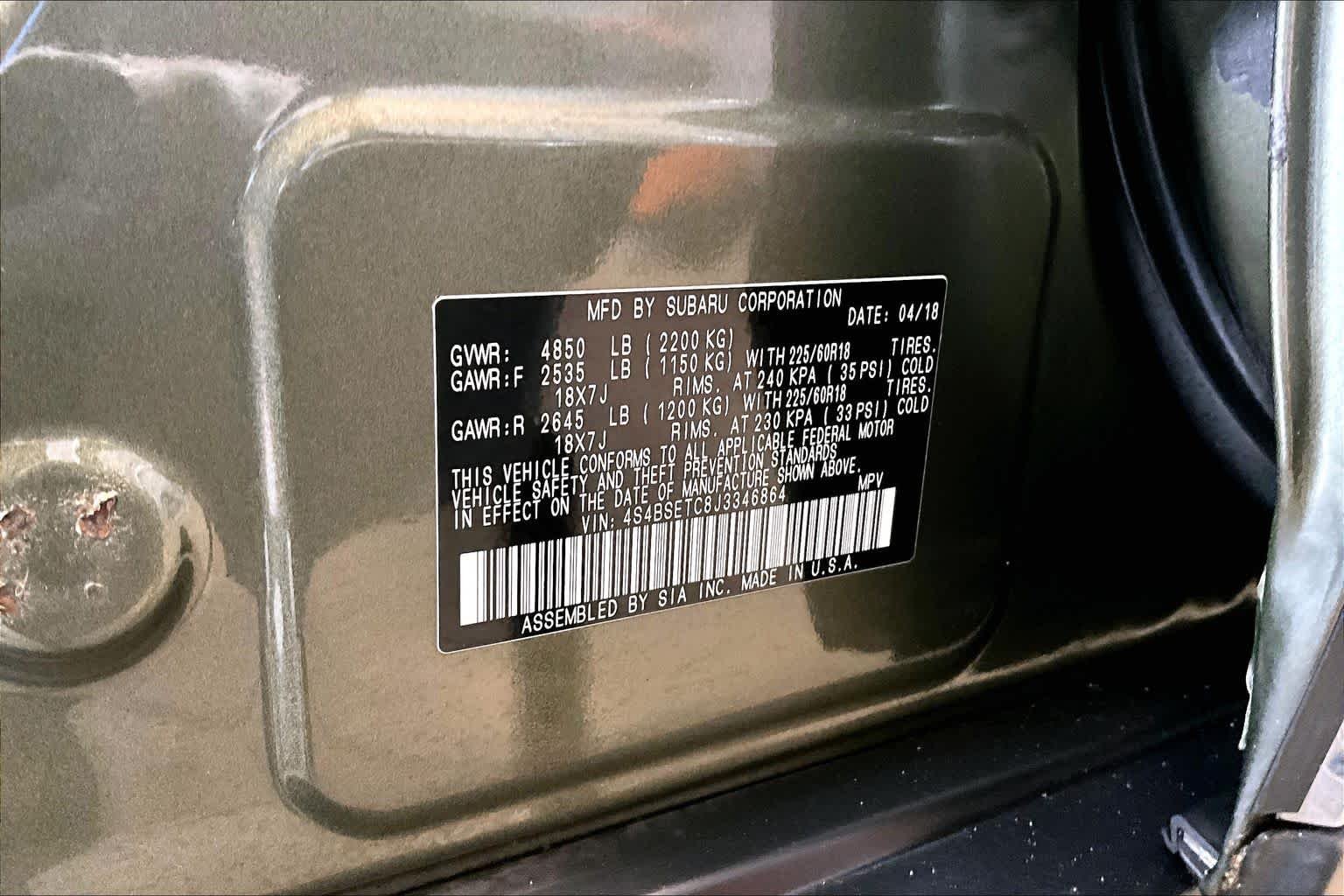 Used 2018 Wilderness Green Metallic Subaru Touring image 34