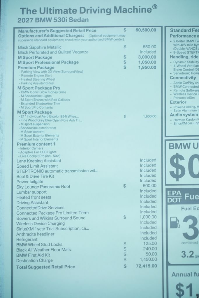 New 2027 Black Sapphire Metallic BMW 530i image 10