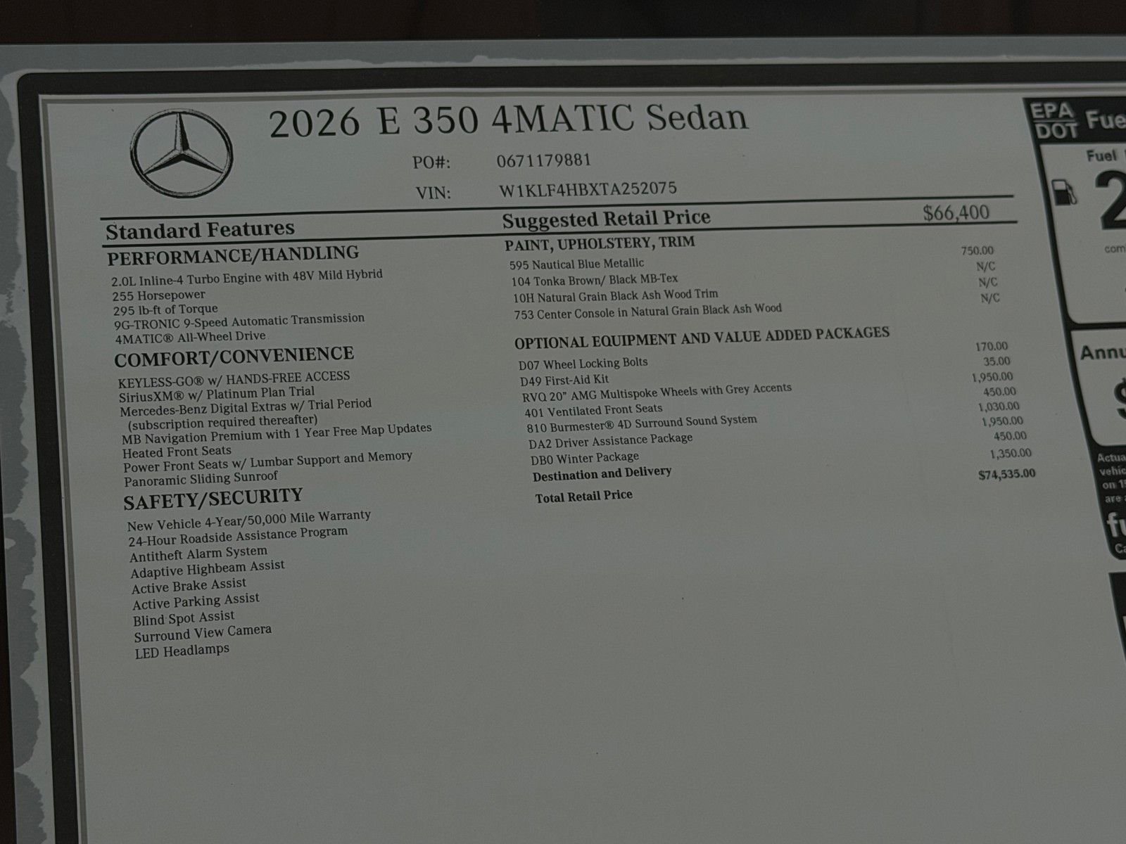New 2026 Nautical Blue Metallic Mercedes-Benz E 350 image 22