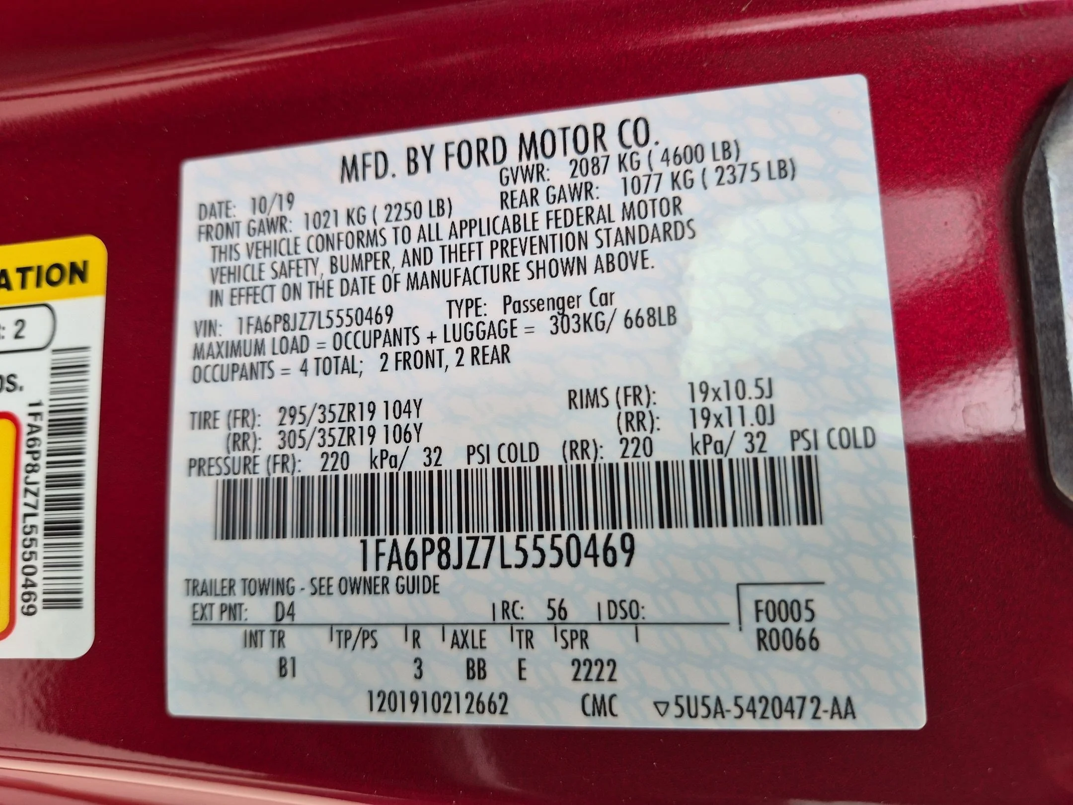 Used 2020 Rapid Red Metallic Tinted Clearcoat Ford Shelby GT350 image 29