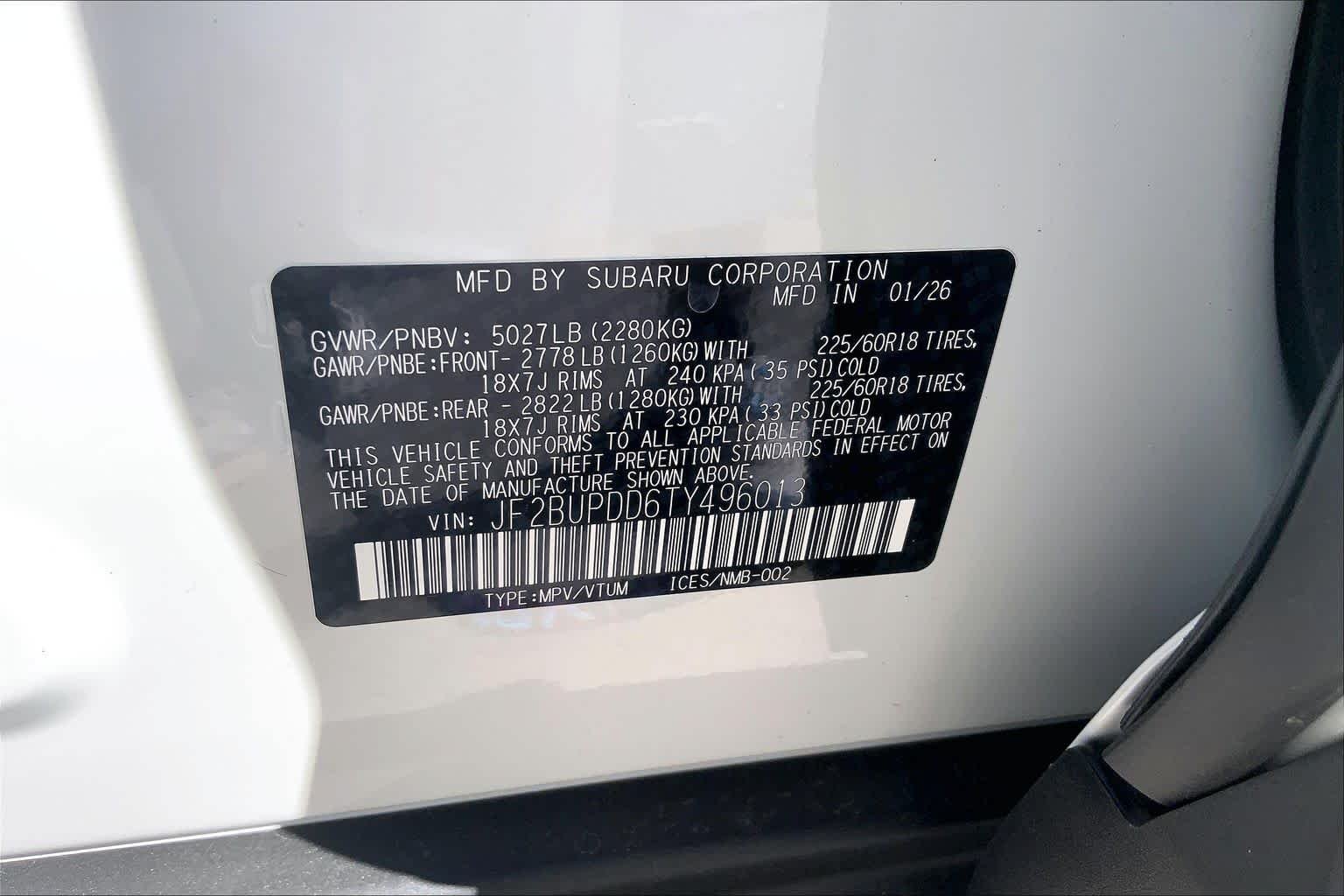 New 2026 CRYSTAL WHITE PEARL Subaru Limited image 18