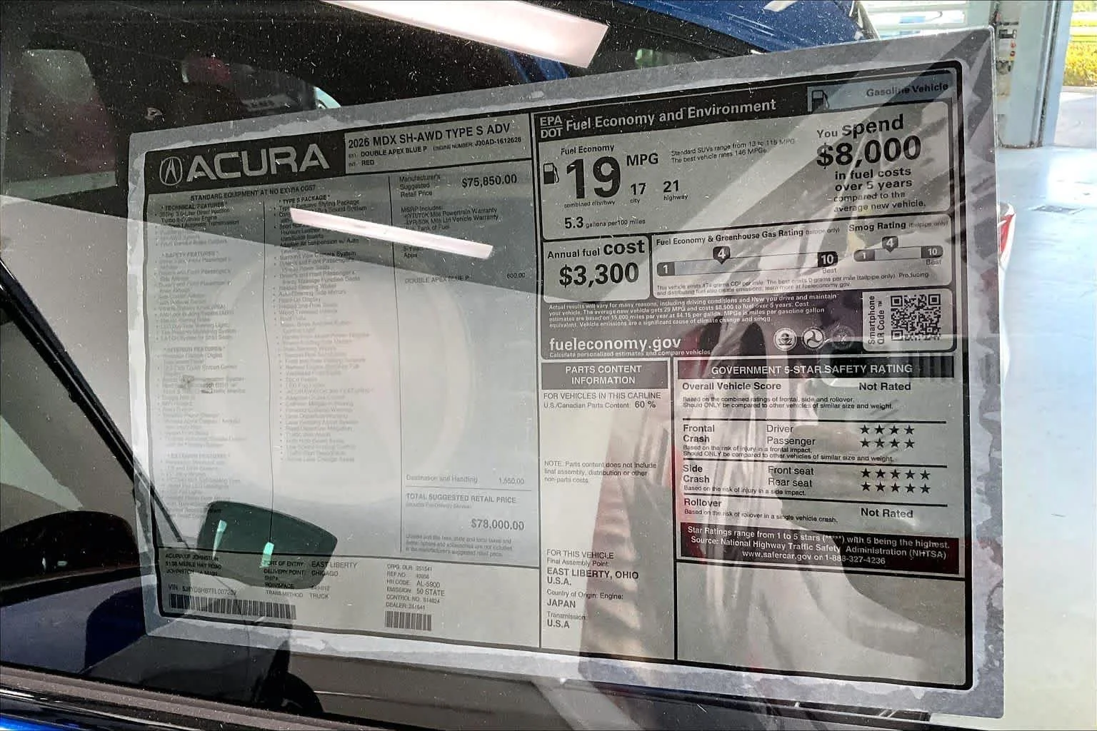 New 2026 Double Apex Blue Pearl Acura Type S w/Advance Package image 21