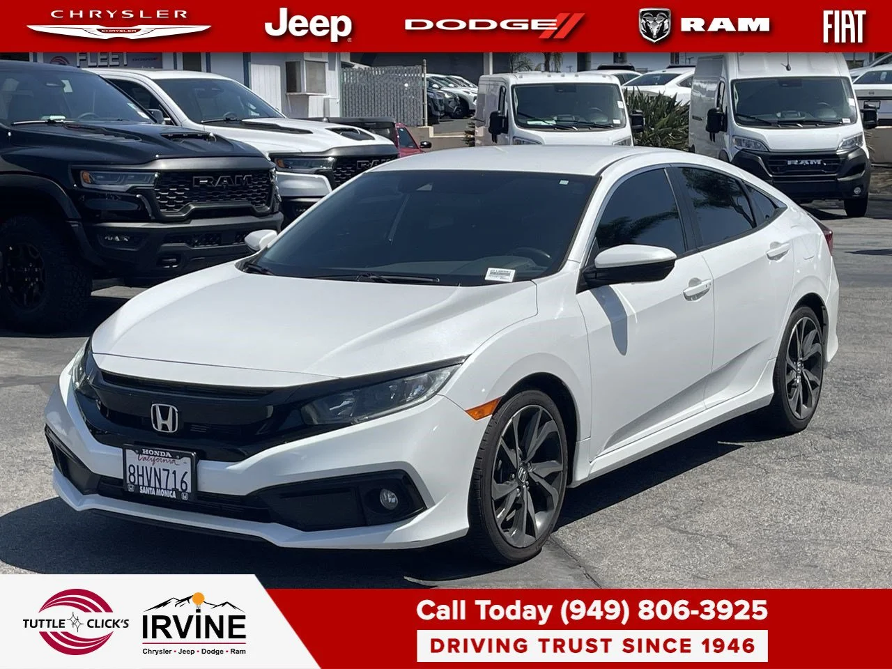 Used 2019 Honda Civic Sport with VIN 2HGFC2F86KH527440 for sale in San Juan Capistrano, CA
