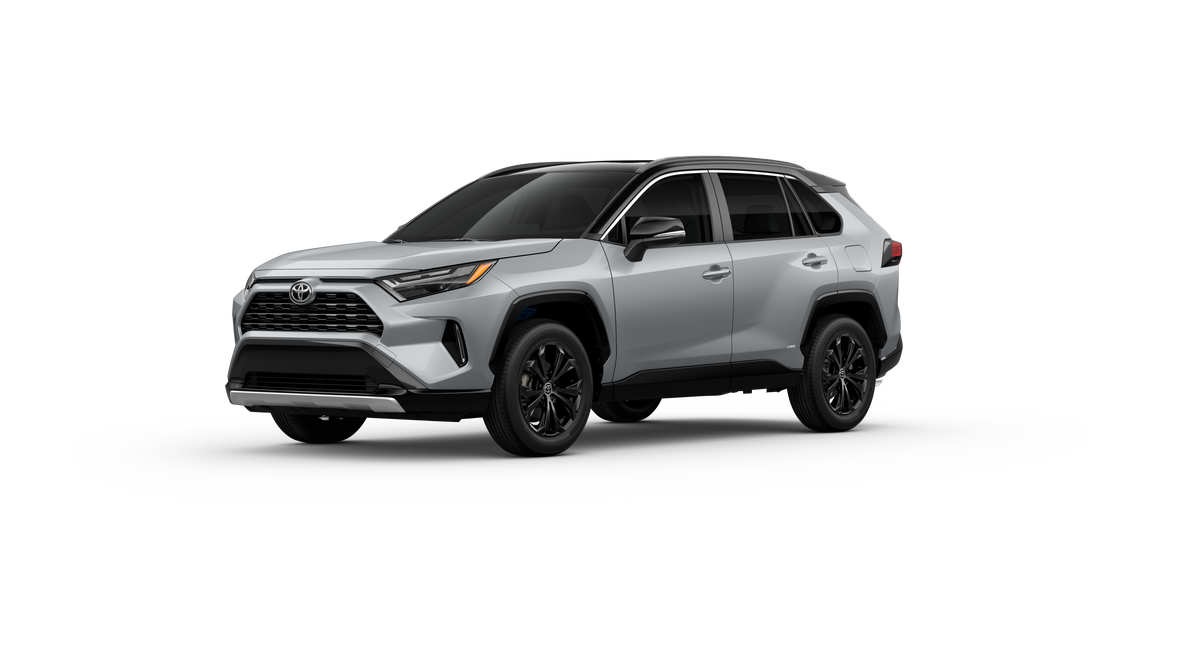 New 2025 Silver Sky Metallic with Midnight Black Metallic roof Toyota Hybrid XSE image 2