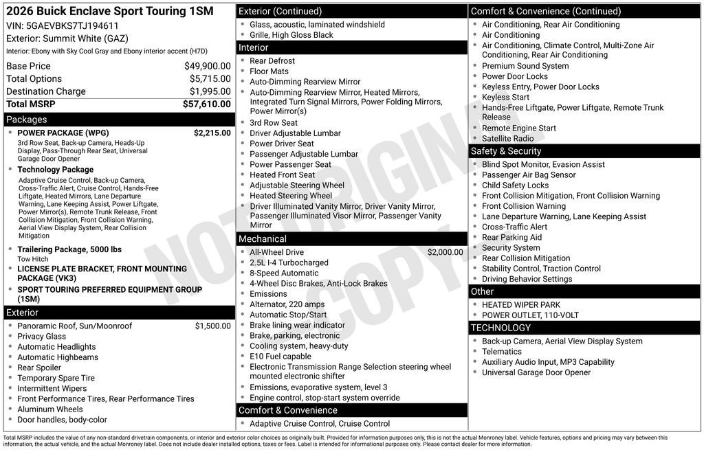 New 2026 Summit White Buick Sport Touring image 38