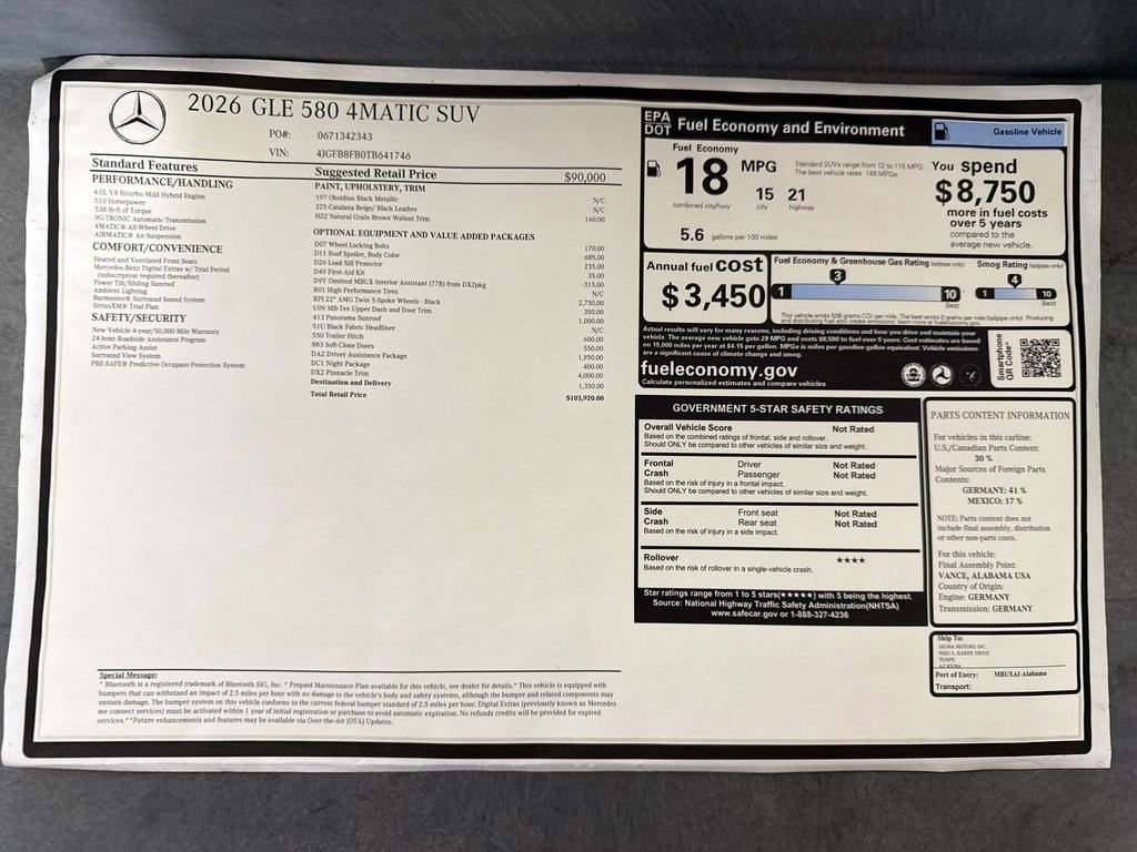 New 2026 Obsidian Black Metallic Mercedes-Benz GLE 580 image 9