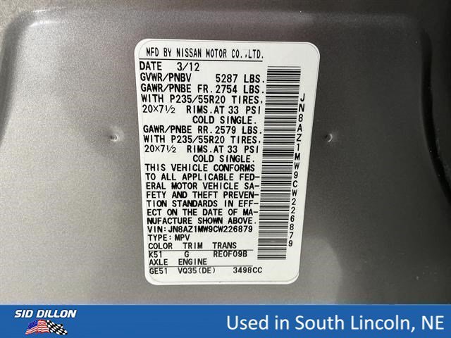 Used 2012 Platinum Graphite Metallic Nissan LE image 14