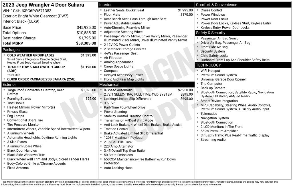 Used 2023 White Jeep Sahara image 6