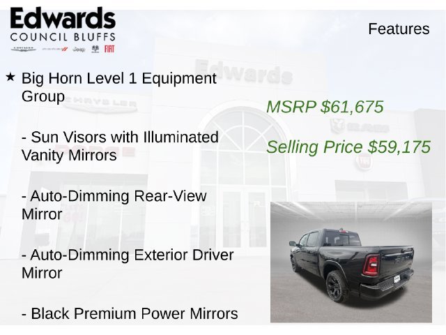 New 2027 Diamond Black Crystal Pearl-Coat Exterior Paint RAM Big Horn image 15