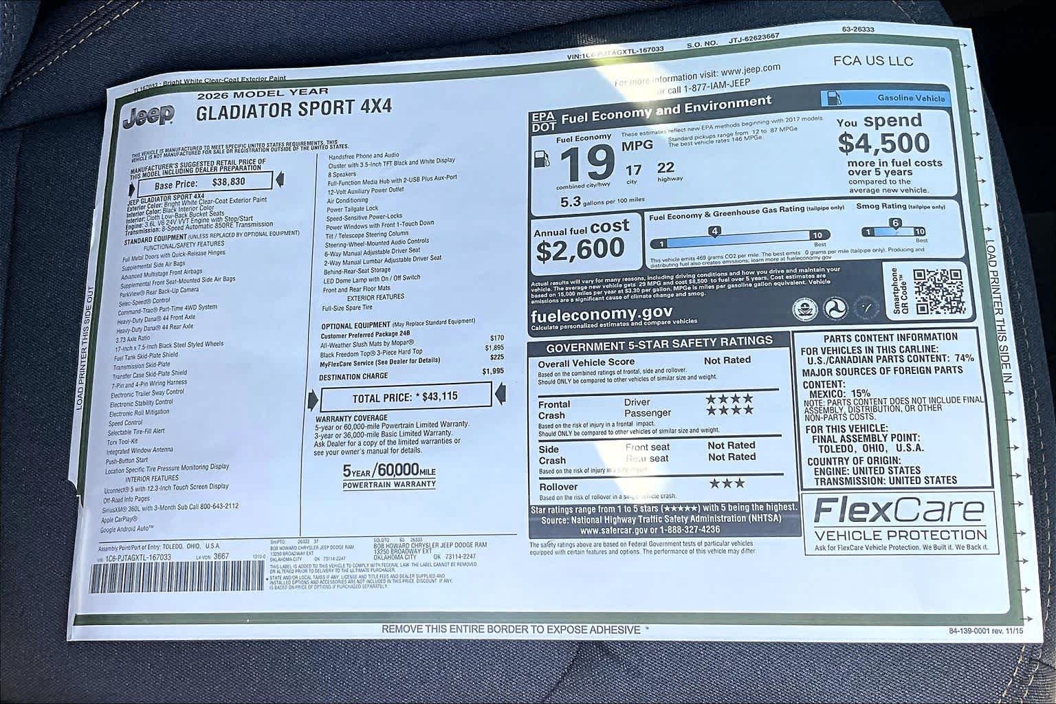 New 2026 Bright White Clear-Coat Exterior Paint Jeep Sport image 17