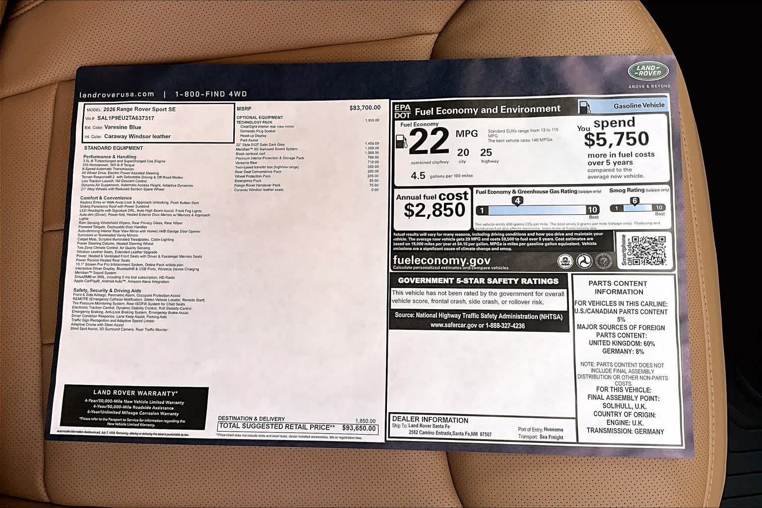 New 2026 Varesine Blue Land Rover SE image 21