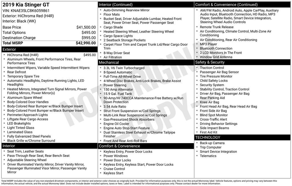 Used 2019 Kia Stinger GT with VIN KNAE35LC8K6059861 for sale in Elk River, Minnesota