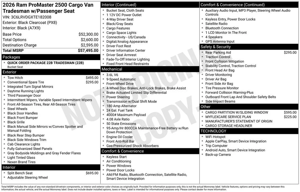 New 2026 Black Clear-Coat Exterior Paint RAM High Roof image 9