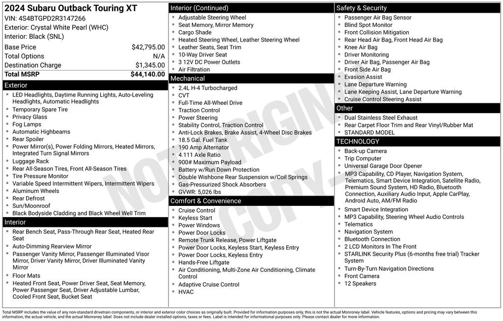 Used 2024 White Subaru Touring XT image 6