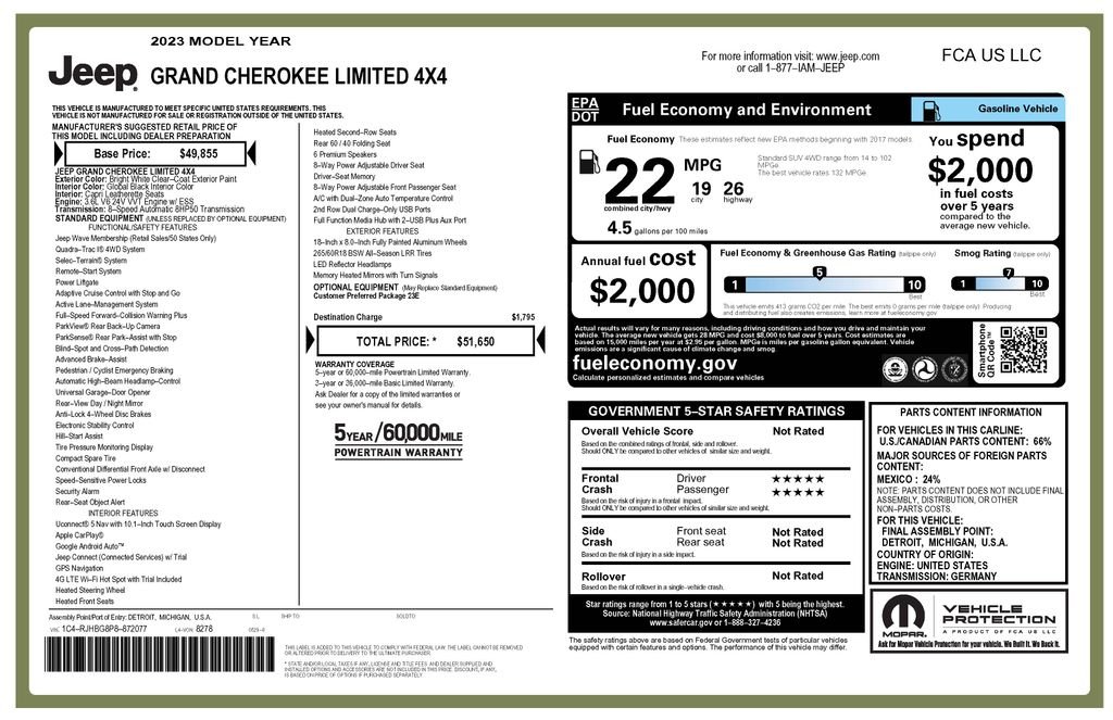 Certified Used 2023 White Jeep Limited image 5