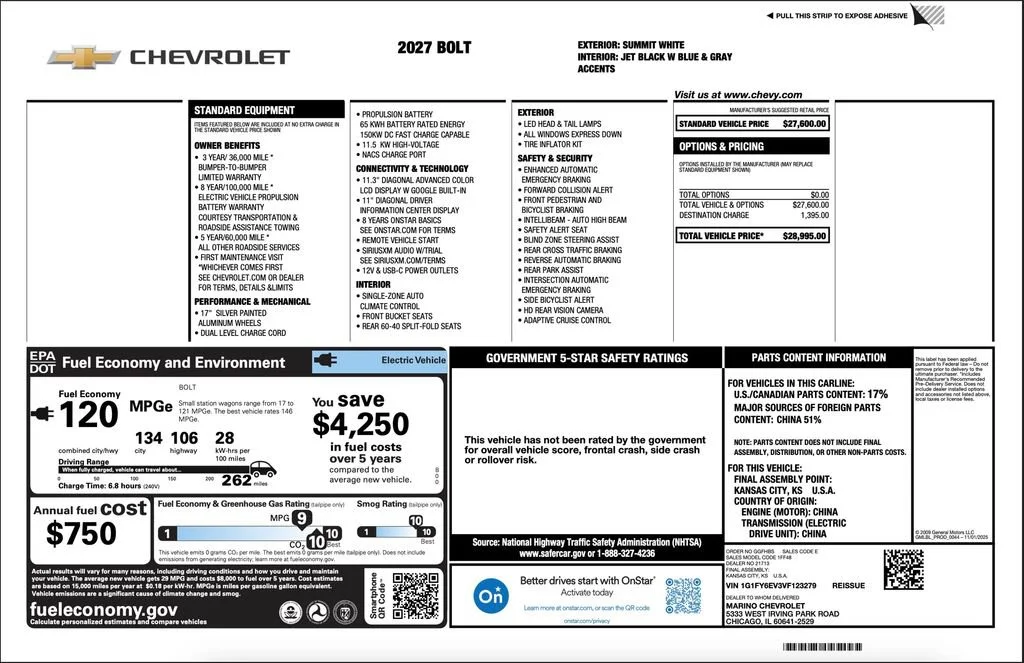 New 2027 Summit White Chevrolet LT image 2