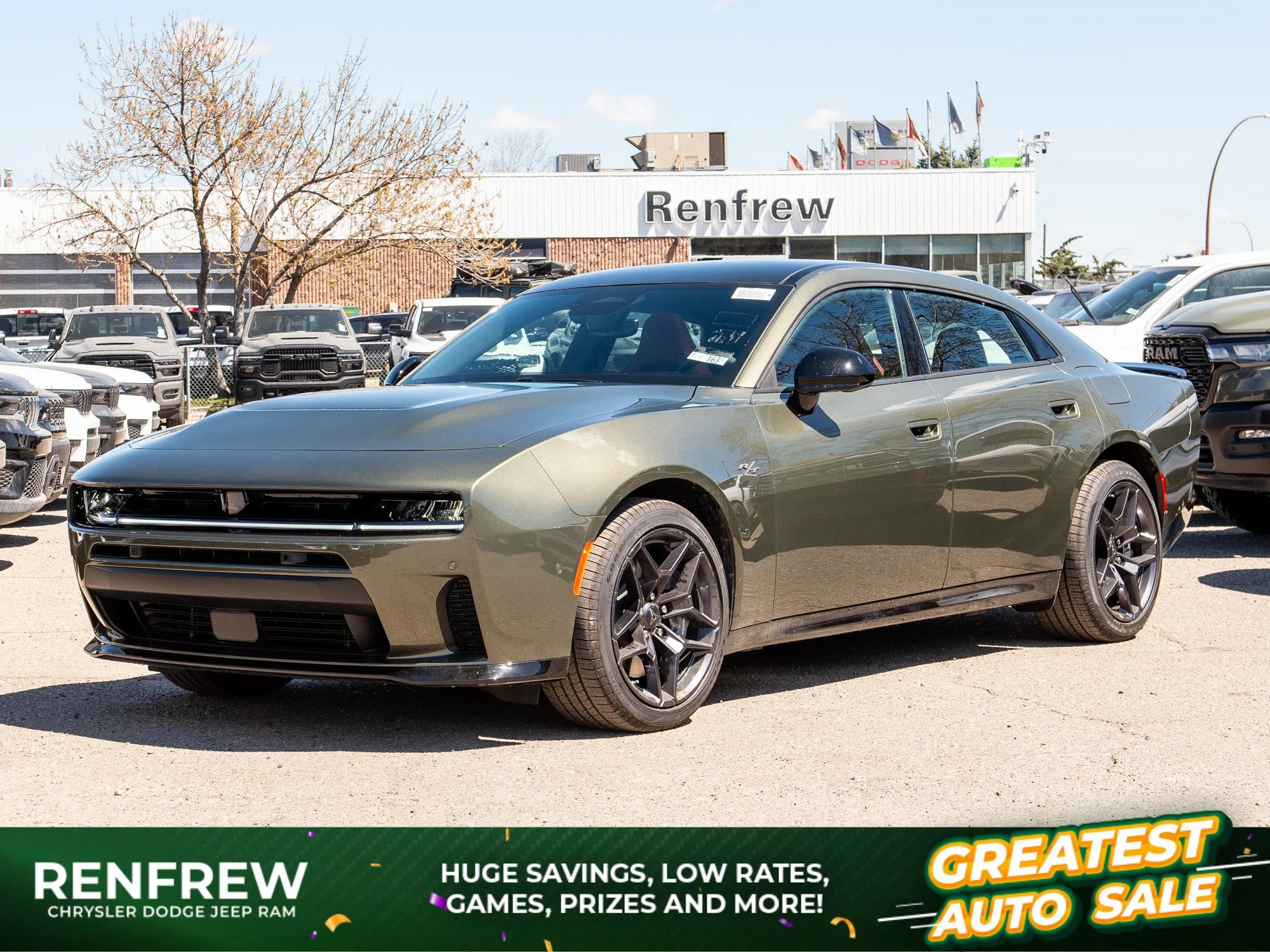 New 2026 Green Dodge R/T Plus* 4-Door AWD, 420HP, HUD, Launch Control, Performance Handling Group image 1