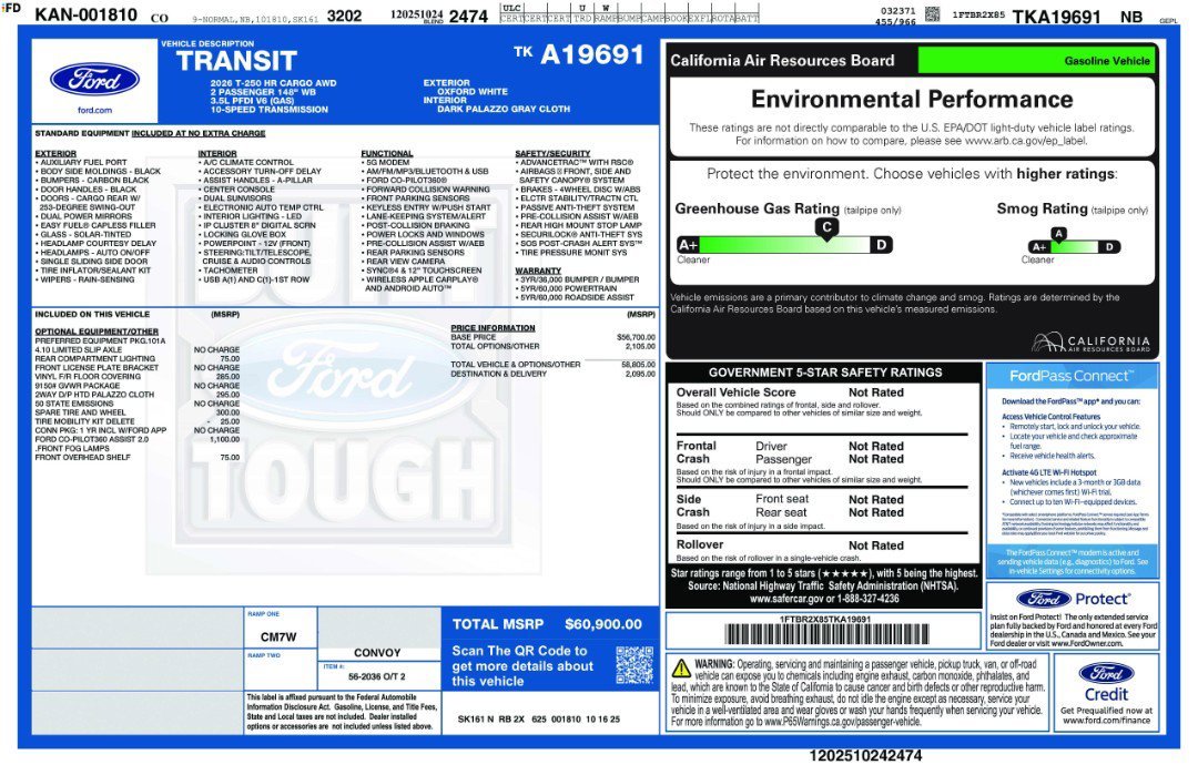 New 2026 Oxford White Ford High Roof 148 WB image 11
