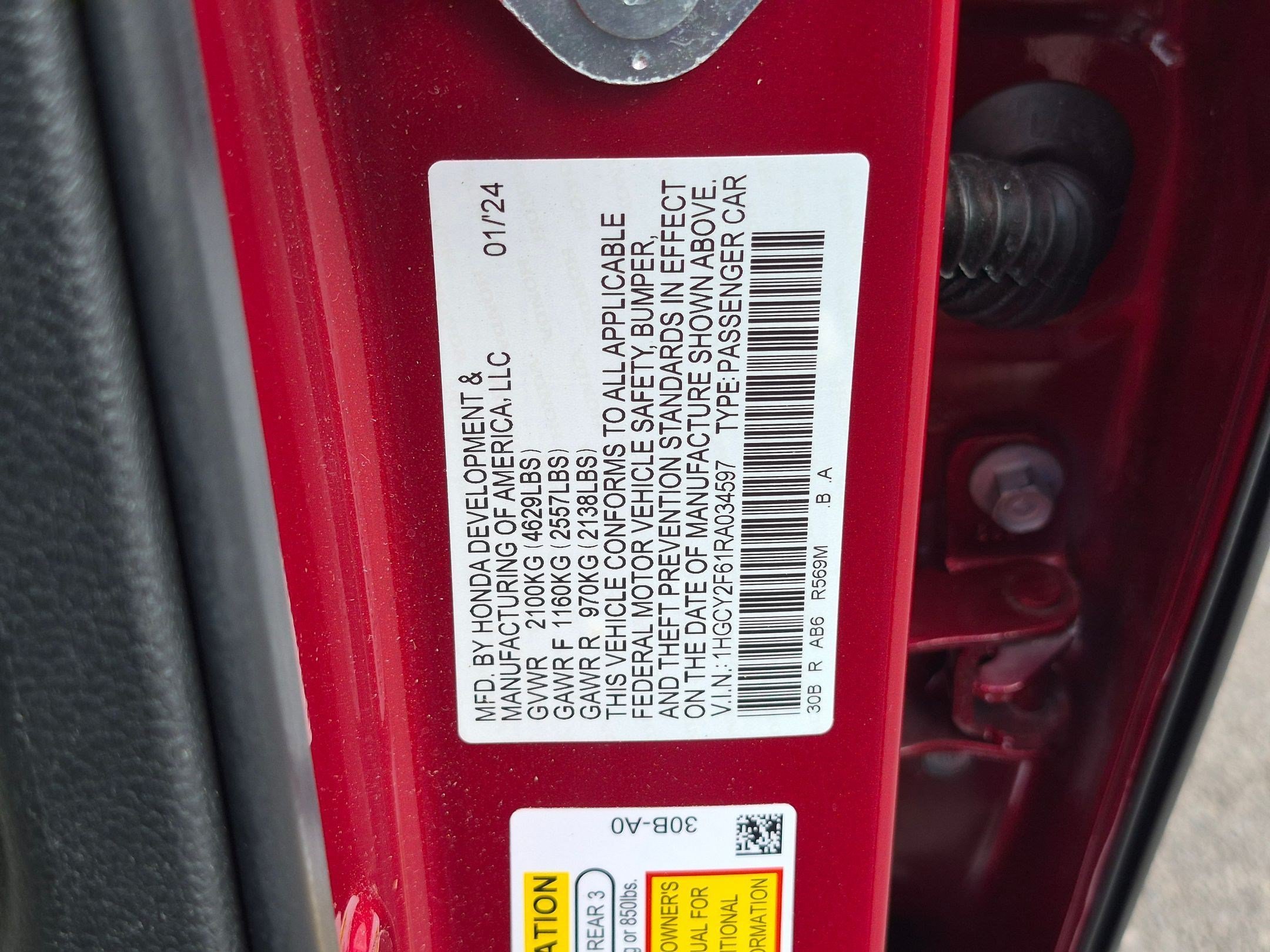 Certified Used 2024 Radiant Red Metallic Honda EX-L image 69