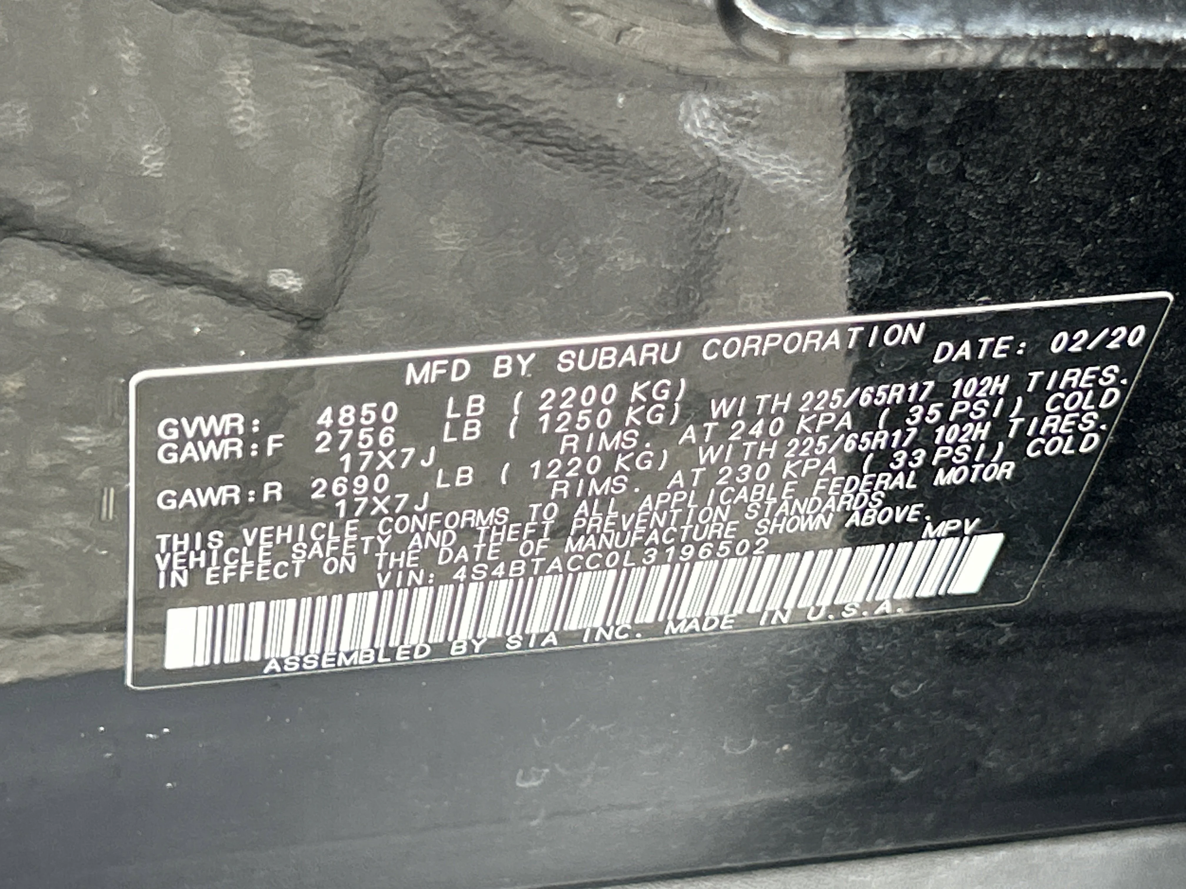 Used 2020 Crystal Black Silica Subaru Premium image 32