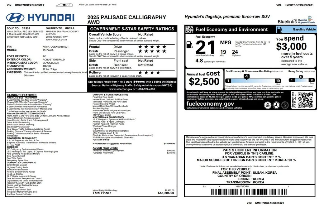 Certified Used 2025 Green Hyundai Calligraphy image 2