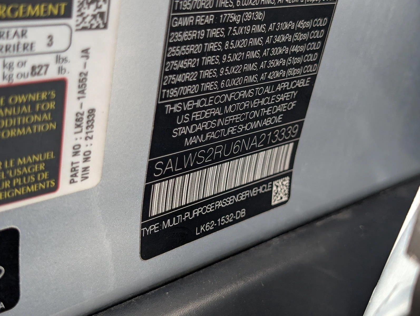 Used 2022 Hakuba Silver Metallic Land Rover HST image 15