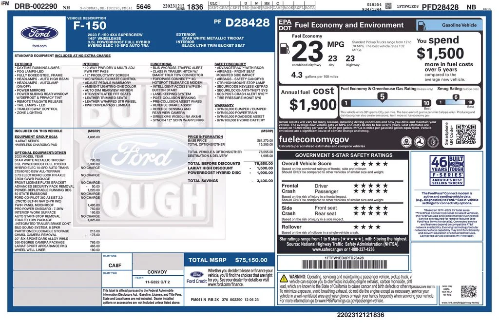 Certified Used 2023 White Ford Lariat image 74