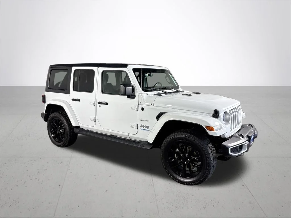 Used 2021 White Jeep Unlimited Sahara 4xe image 4