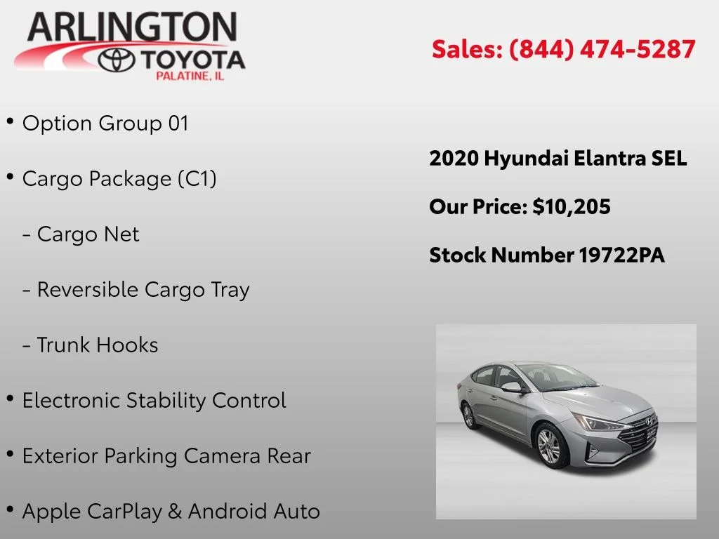 Used 2020 Hyundai Elantra SEL with VIN 5NPD84LF7LH575544 for sale in Palatine, IL