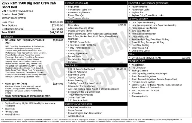 New 2027 Tank Exterior Paint RAM Big Horn/Lone Star image 4