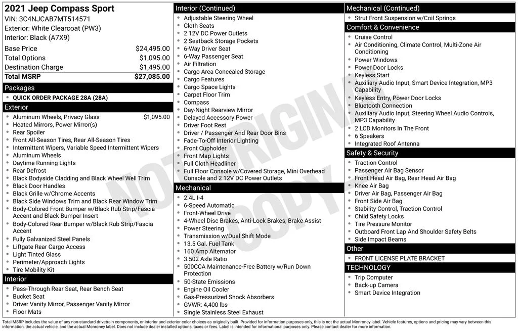 Used 2021 White Jeep Sport image 2