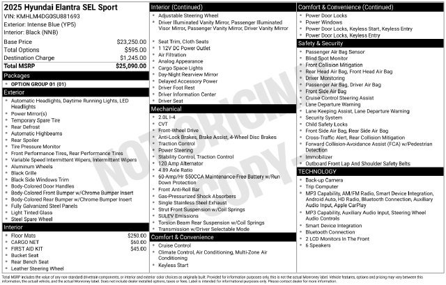 Certified Used 2025 Blue Hyundai SEL Sport image 24