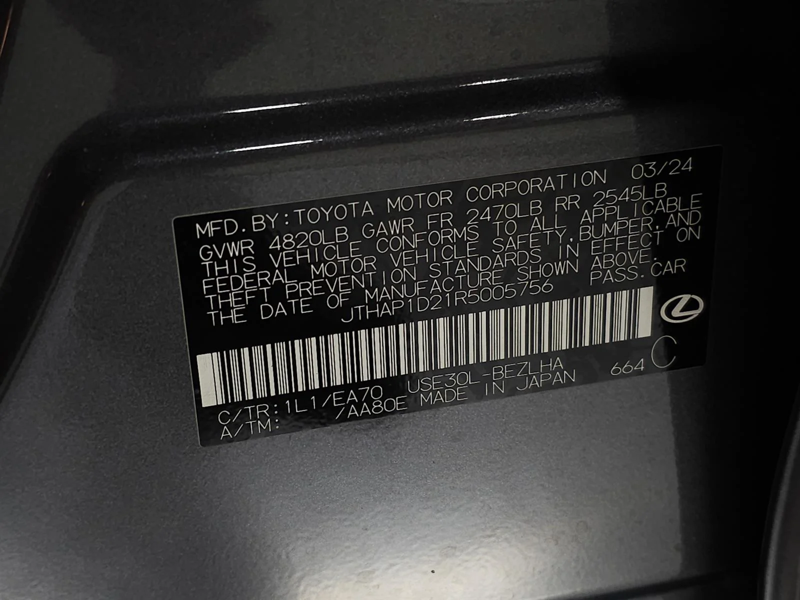 Certified Used 2024 Gray Lexus F SPORT PEFORMANCE image 37