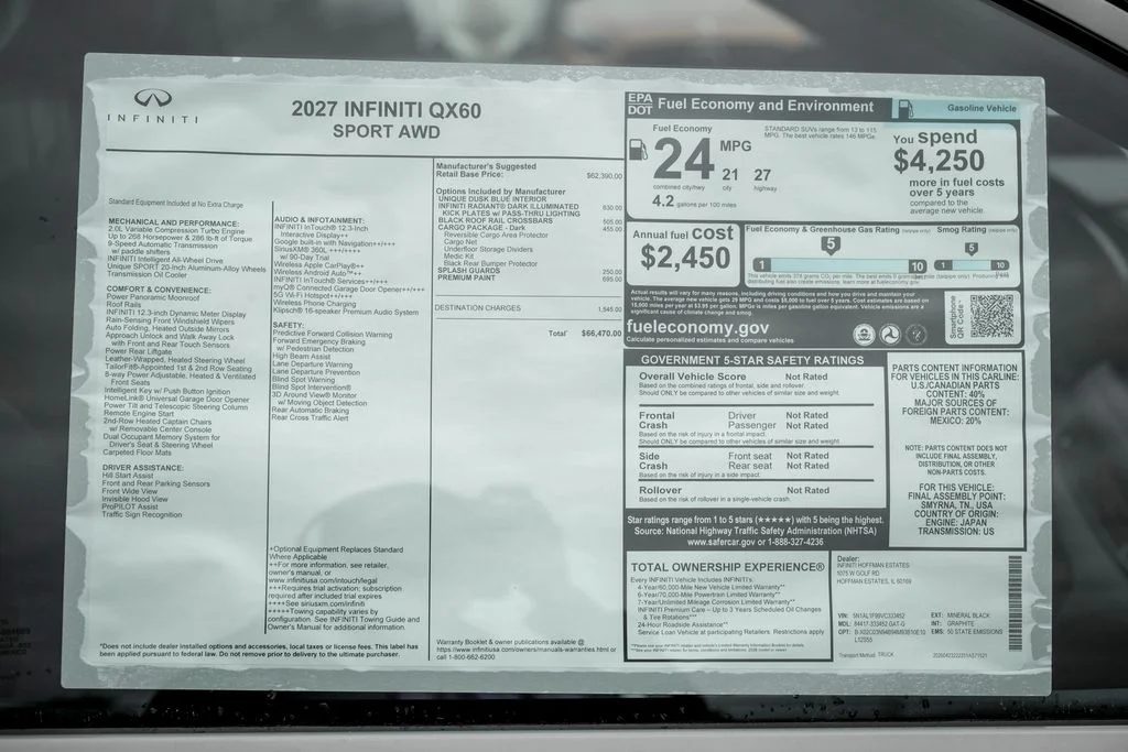 New 2027 MINERAL BLACK INFINITI Sport AWD image 26