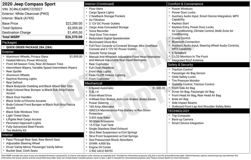 Used 2020 White Jeep Sport image 22
