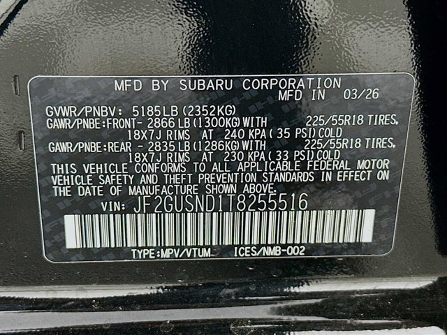 New 2026 CRYSTAL BLACK SILICA Subaru Limited Hybrid image 30